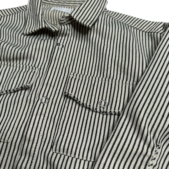 ZARA The Sun Comes Up Black White Striped Snap Shacket Kids Size 3-4 - Picture 7 of 7